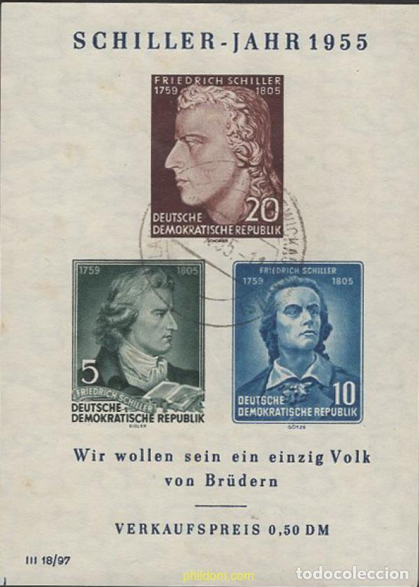 Sellos: 637562 USED ALEMANIA DEMOCRATICA 1955 150 ANIVERSARIO DE LA MUERTE DE FREDERICH SCHILLER