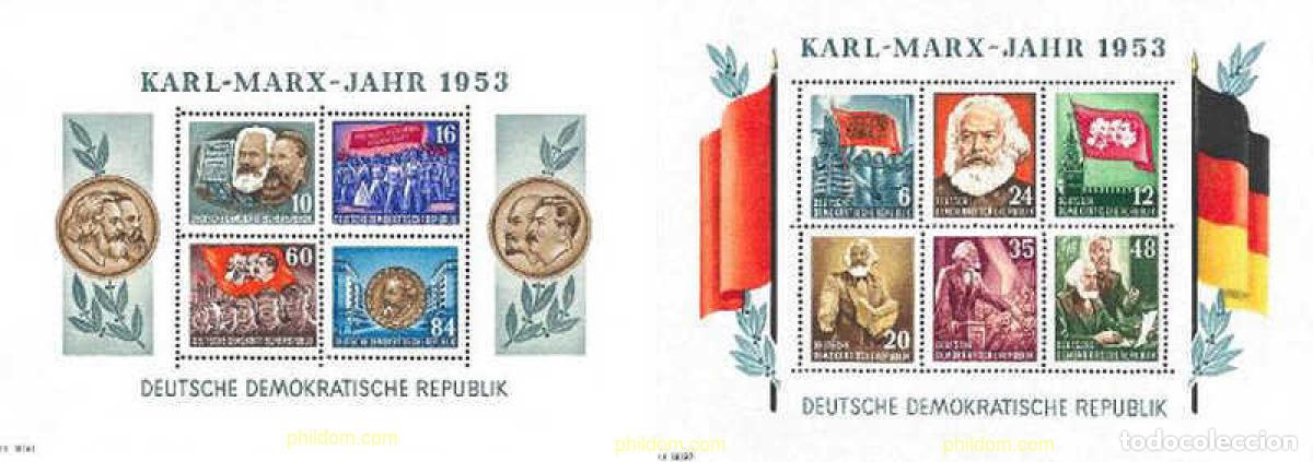 Sellos: 106024 MNH ALEMANIA DEMOCRATICA 1953 70 ANIVERSARIO DE LA MUERTE DE KARL MARX