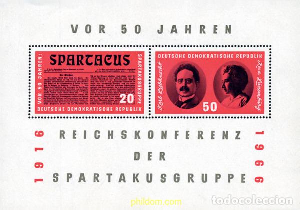 Sellos: 106047 MNH ALEMANIA DEMOCRATICA 1966 50 ANIVERSARIO DE LA CONFERENCIA DEL GRUPO SPARTAKUS