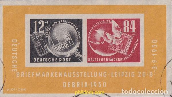 Sellos: 589975 USED ALEMANIA DEMOCRATICA 1950 DEBRIA. EXPOSICION FILATELICA EN LEIPZIG