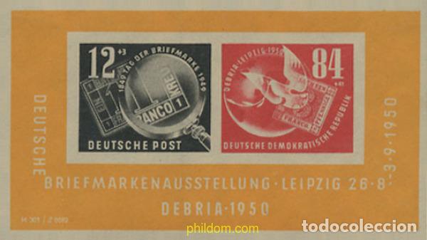 Sellos: 656099 HINGED ALEMANIA DEMOCRATICA 1950 DEBRIA. EXPOSICION FILATELICA EN LEIPZIG