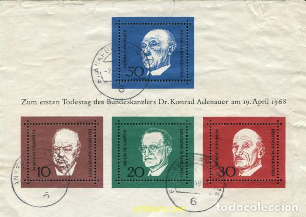Sellos: 373129 USED ALEMANIA FEDERAL 1968 1 ANIVERSARIO DE LA MUERTE DE KONRAD ADENAUER