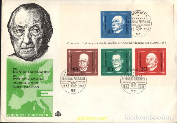 Sellos: 686521 MNH ALEMANIA FEDERAL 1968 1 ANIVERSARIO DE LA MUERTE DE KONRAD ADENAUER