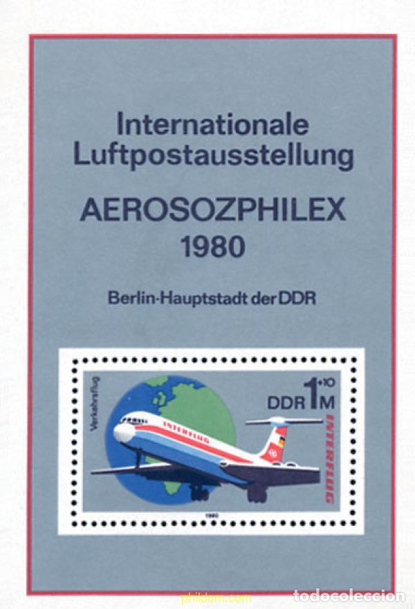 Sellos: 109314 MNH ALEMANIA DEMOCRATICA 1980 AEROSOZPHILEX 80 Y 25 ANIVERSARIO DE INTERFLUG
