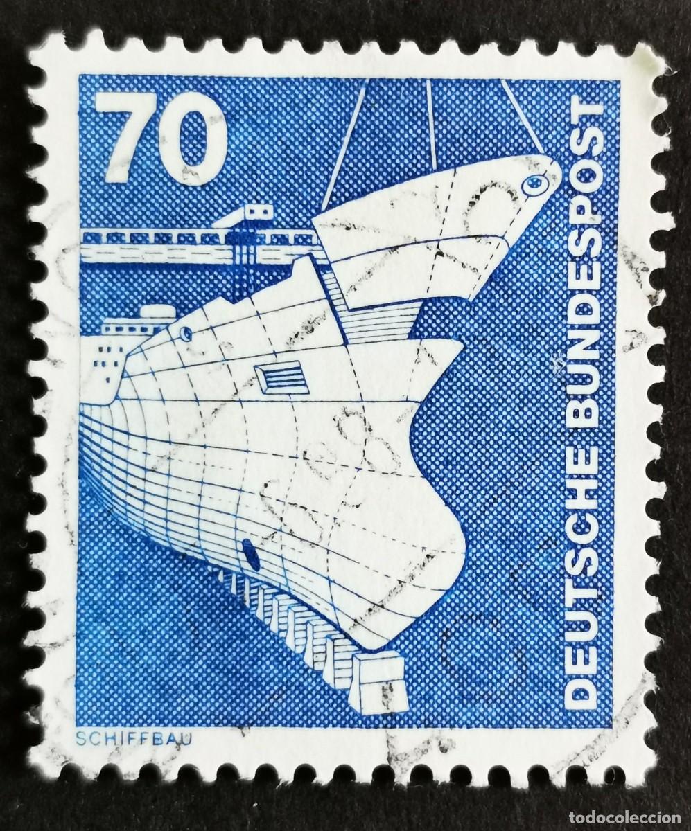 Sellos: Sello Alemania R. Federal 1975, Elementos industria: Construcci&oacute;n naval , 70 Pf. Michel: DE 852