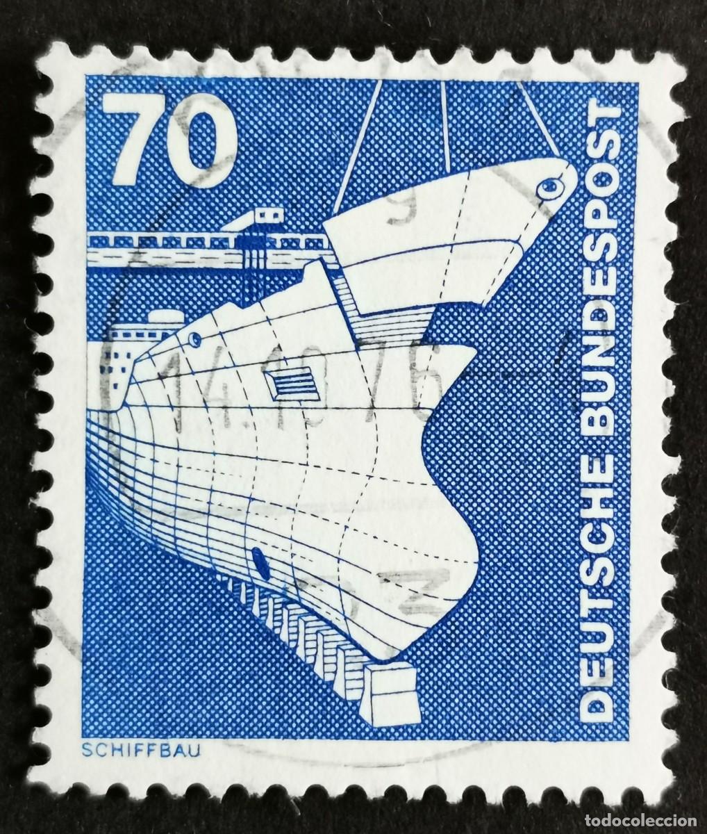 Sellos: Sello Alemania R. Federal 1975, Elementos industria: Construcci&oacute;n naval , 70 Pf. Michel: DE 852