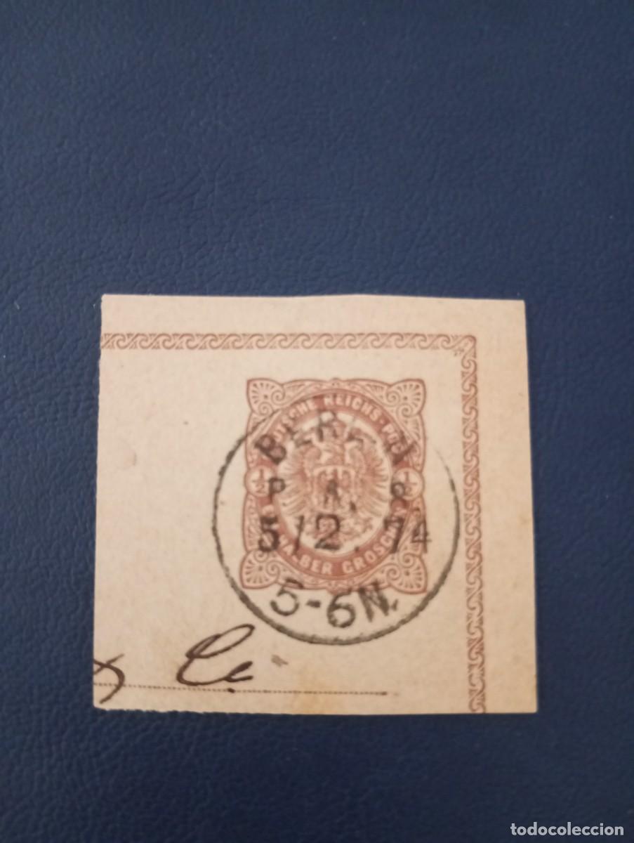 Sellos: ALEMANIA, 1874, FRAGMENTO ENTERO POSTAL, MATASELLOS BERL&Iacute;N