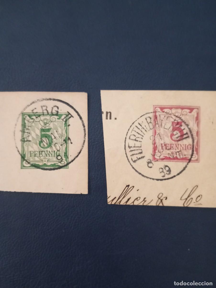 Sellos: ALEMANIA, 1889/91 BAVIERA, , FRAGMENTO ENTERO POSTAL,