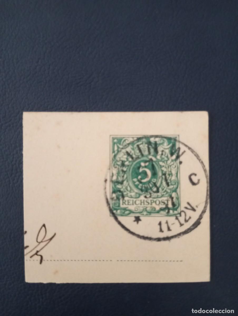 Sellos: ALEMANIA, 1897, MATASELLOS BERLIN, FRAGMENTO ENTERO POSTAL