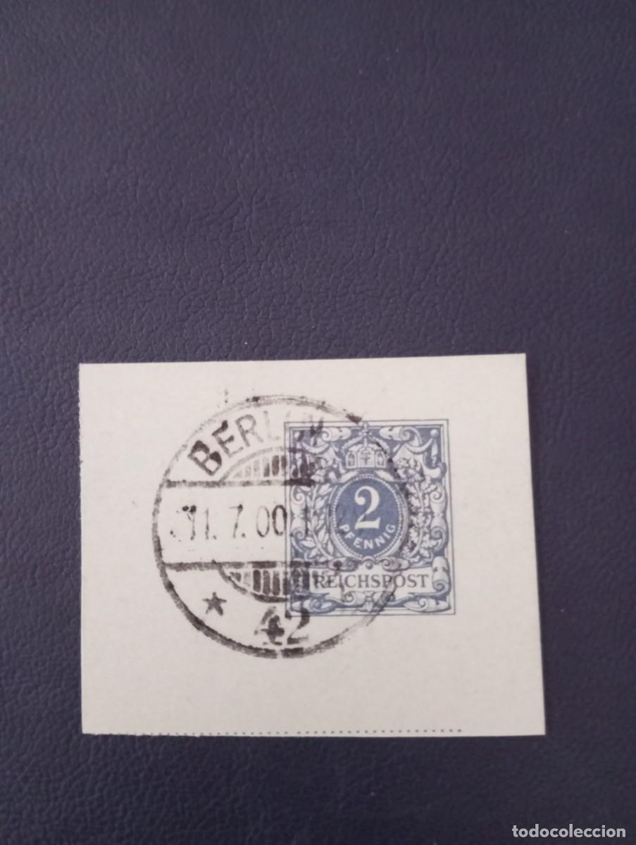 Sellos: ALEMANIA, 1900, MATASELLOS BERL&Iacute;N, FRAGMENTO ENTERO POSTAL
