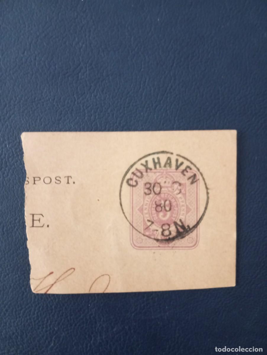 Sellos: ALEMANIA, 1880 MATASELLOS CUXHAVEN, FRAGMENTO ENTERO POSTAL