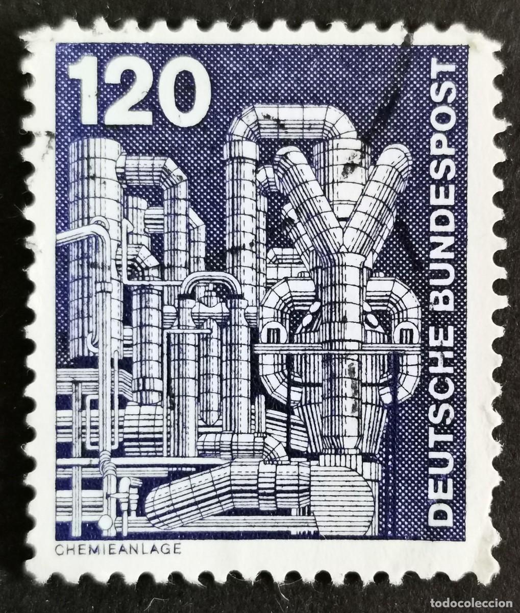 Sellos: Sello Alemania R. Federal 1975, Elementos industria: Planta qu&iacute;mica , 120 Pf. Michel: DE 855