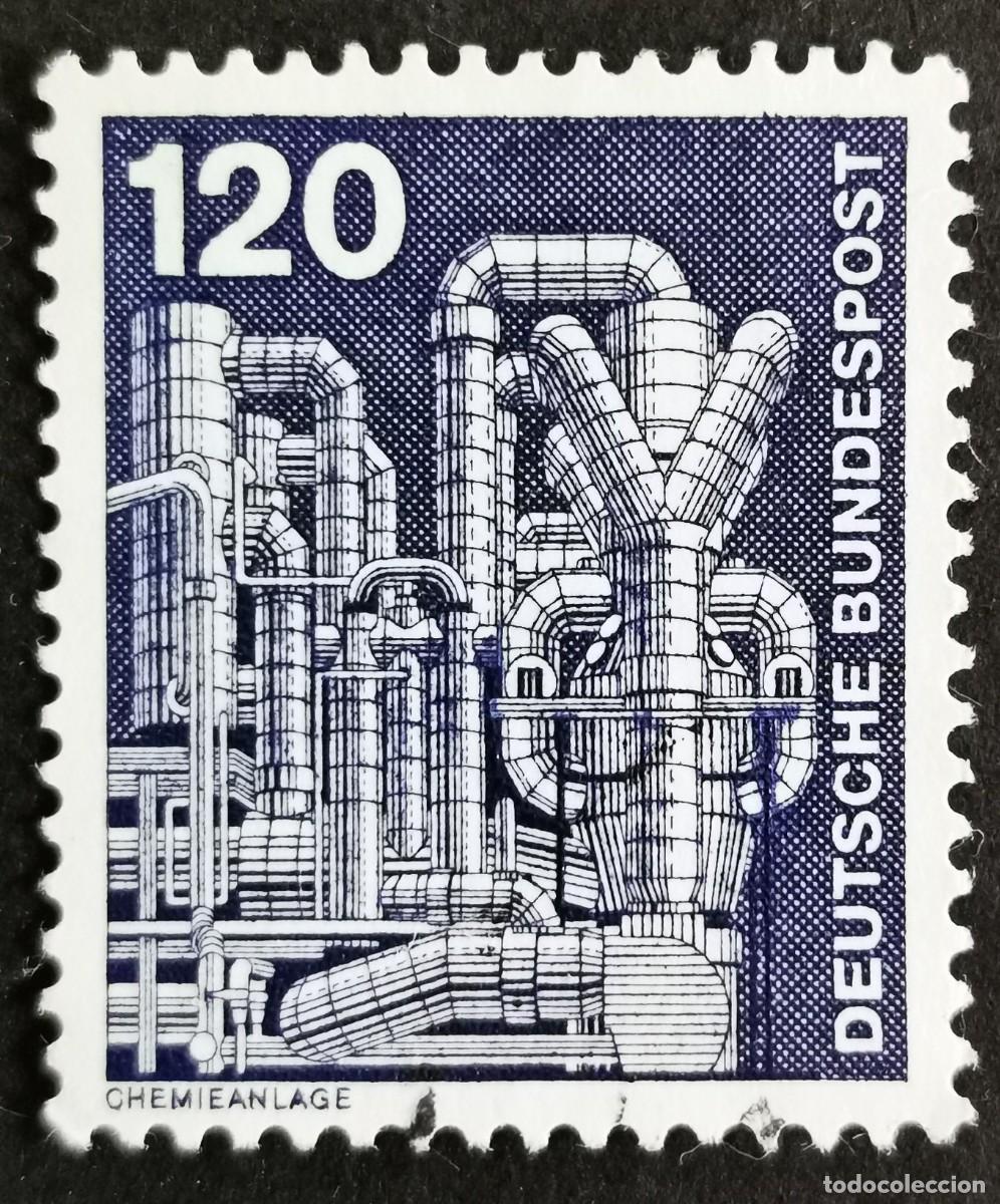Sellos: Sello Alemania R. Federal 1975, Elementos industria: Planta qu&iacute;mica , 120 Pf. Michel: DE 855