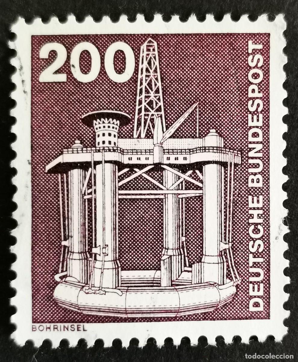 Sellos: Sello Alemania R. Federal 1975, Elementos industria: Plataforma perforaci&oacute;n , 200 Pf. Michel: DE 858