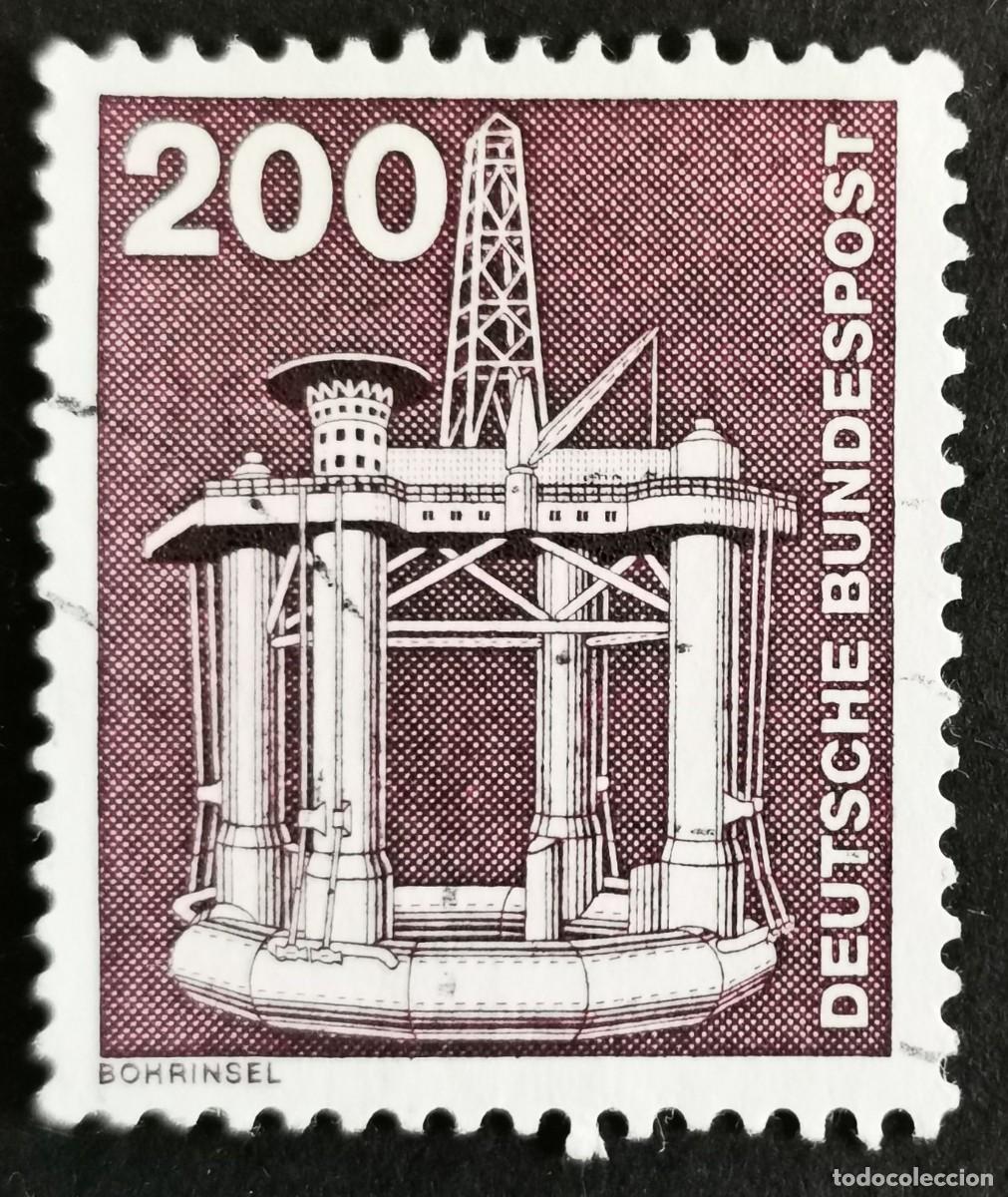 Sellos: Sello Alemania R. Federal 1975, Elementos industria: Plataforma perforaci&oacute;n , 200 Pf. Michel: DE 858