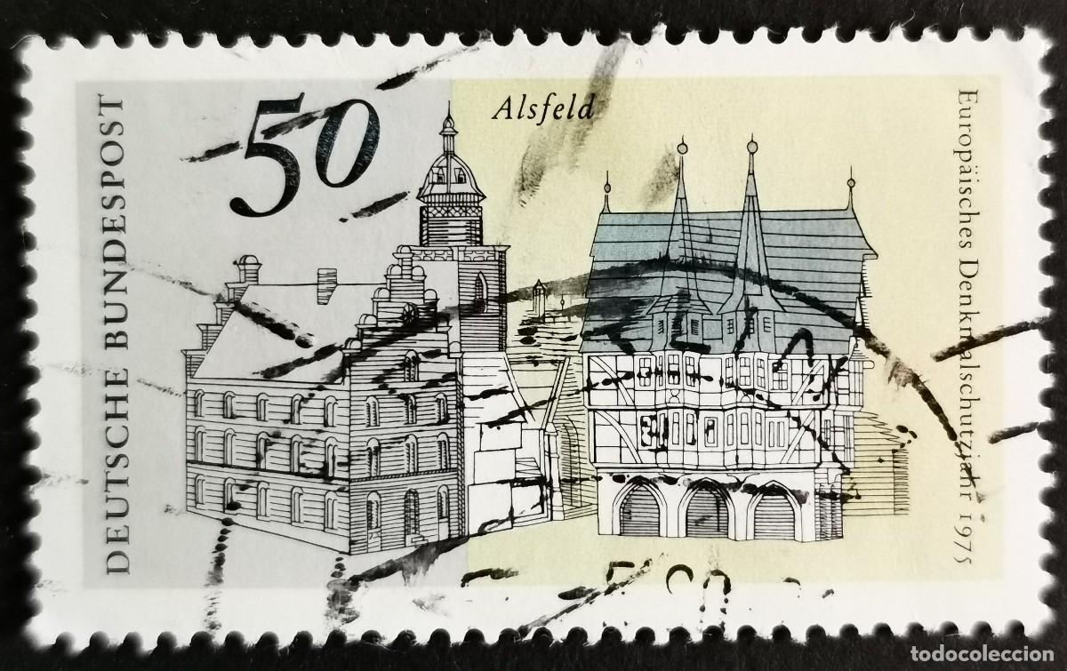 Sellos: Sello Alemania R. Federal 1975, Plaza del Mercado Principal Ayto, Alsfeld, 50 Pf. Michel: DE 860