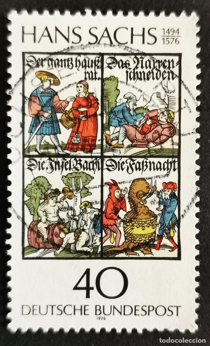 Sellos: Sello Alemania R. Federal 1976, Portadas de libros de Hans Sachs, 40Pf. Michel: DE 877