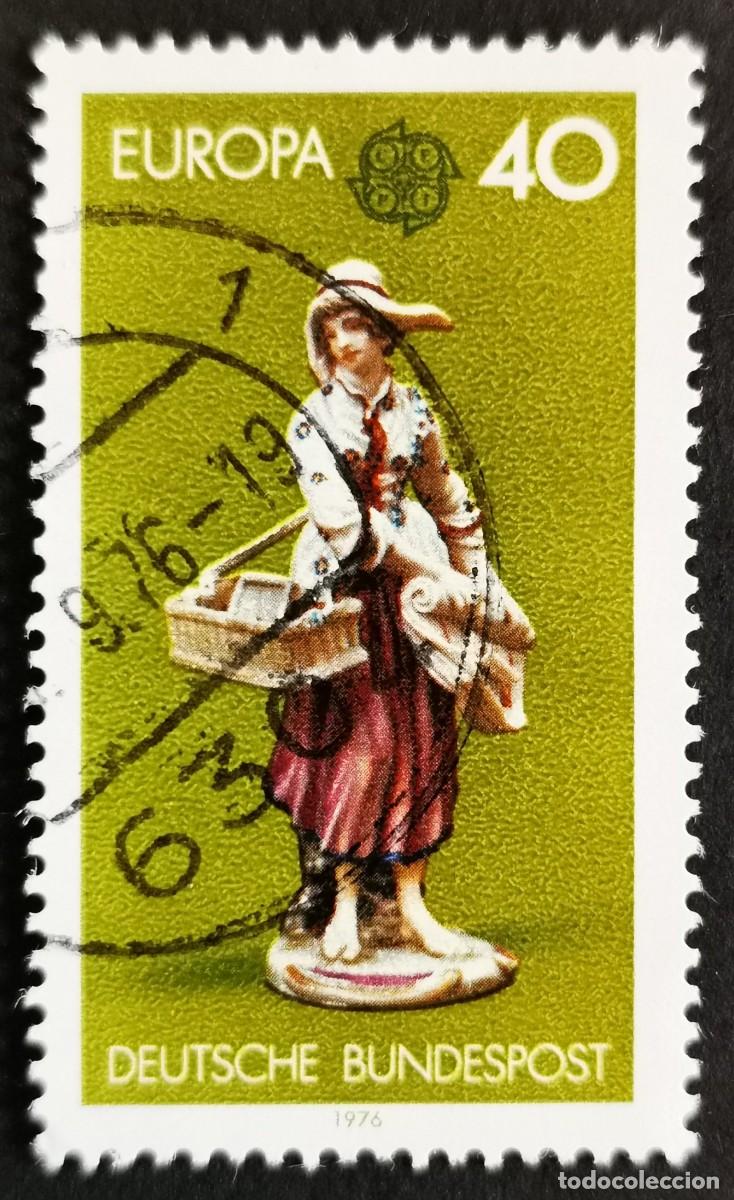 Sellos: Sello Alemania R. Federal 1976, Ni&ntilde;a vendiendo baratijas y grabados en cobre, 40Pf. Michel: DE 890