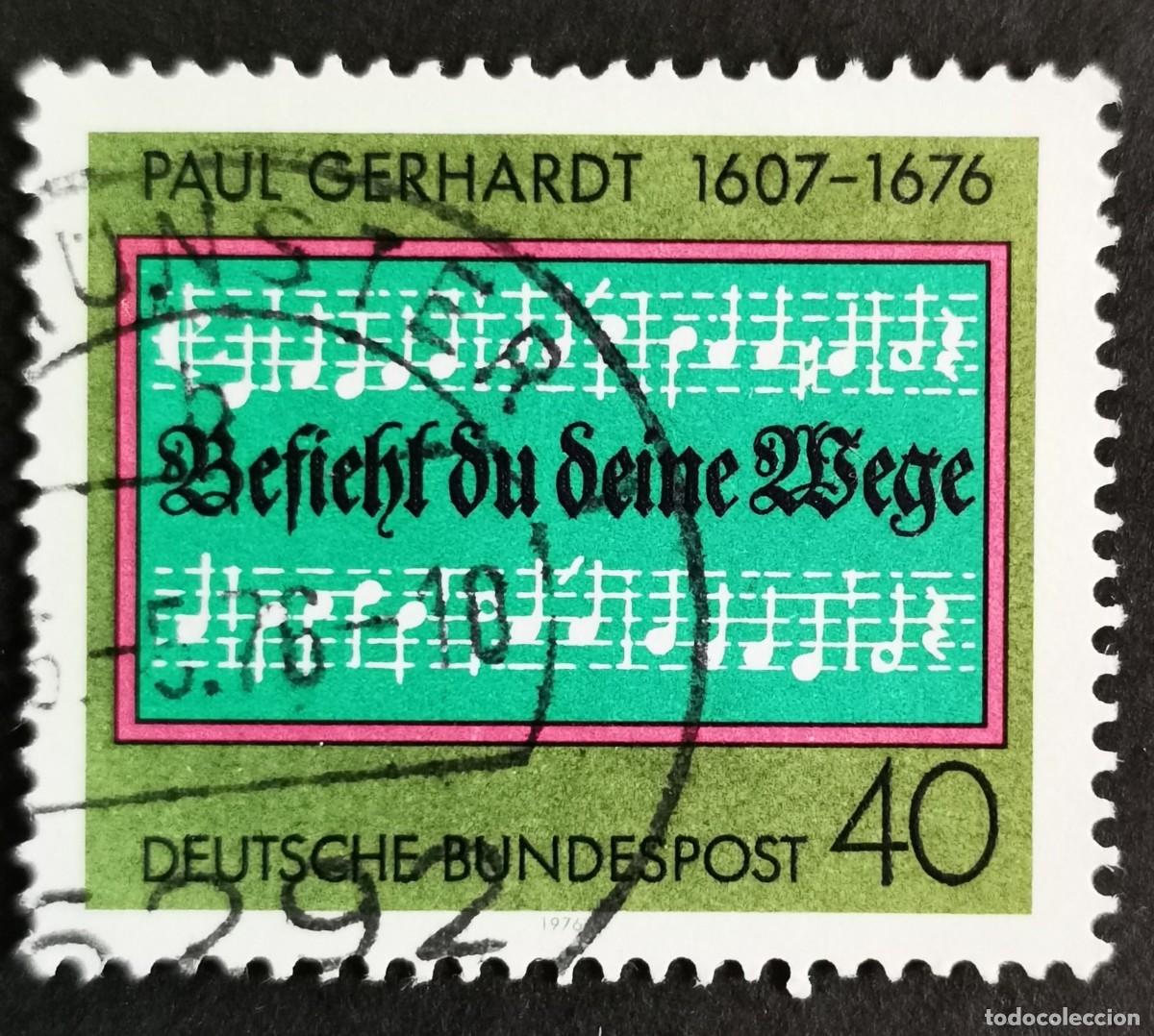 Sellos: Sello Alemania R. Federal 1976, Versos iniciales himno &rdquo;Encomi&eacute;ndate a Dios&rdquo;, 40Pf. Michel: DE 893