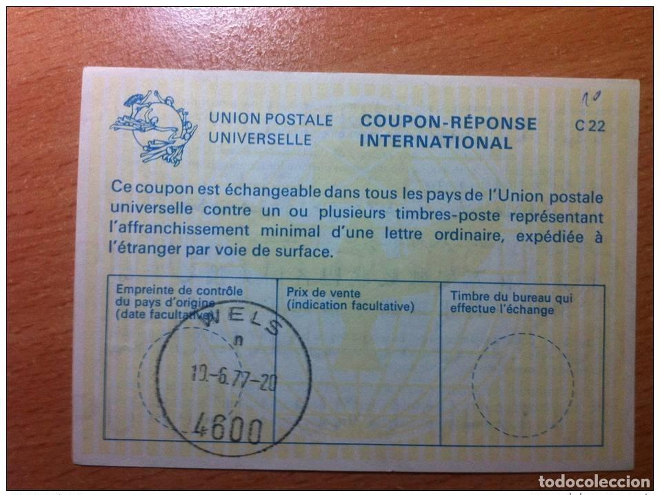 Sellos: Alemania WELS 19.6.1977 UPU Uni&oacute;n Postal INTERNACIONAL CUP&Oacute;N-RESPUESTA C22