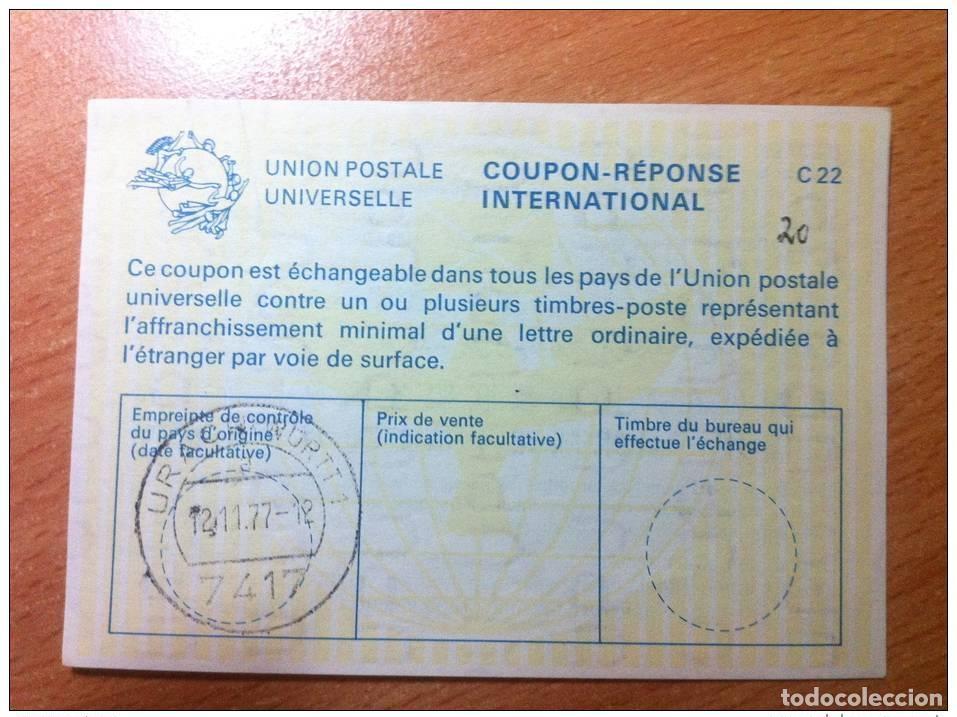 Sellos: Alemania Urach Wurtemberg 12.11.1977 CUP&Oacute;N-RESPUESTA INTERNACIONAL UPU C22