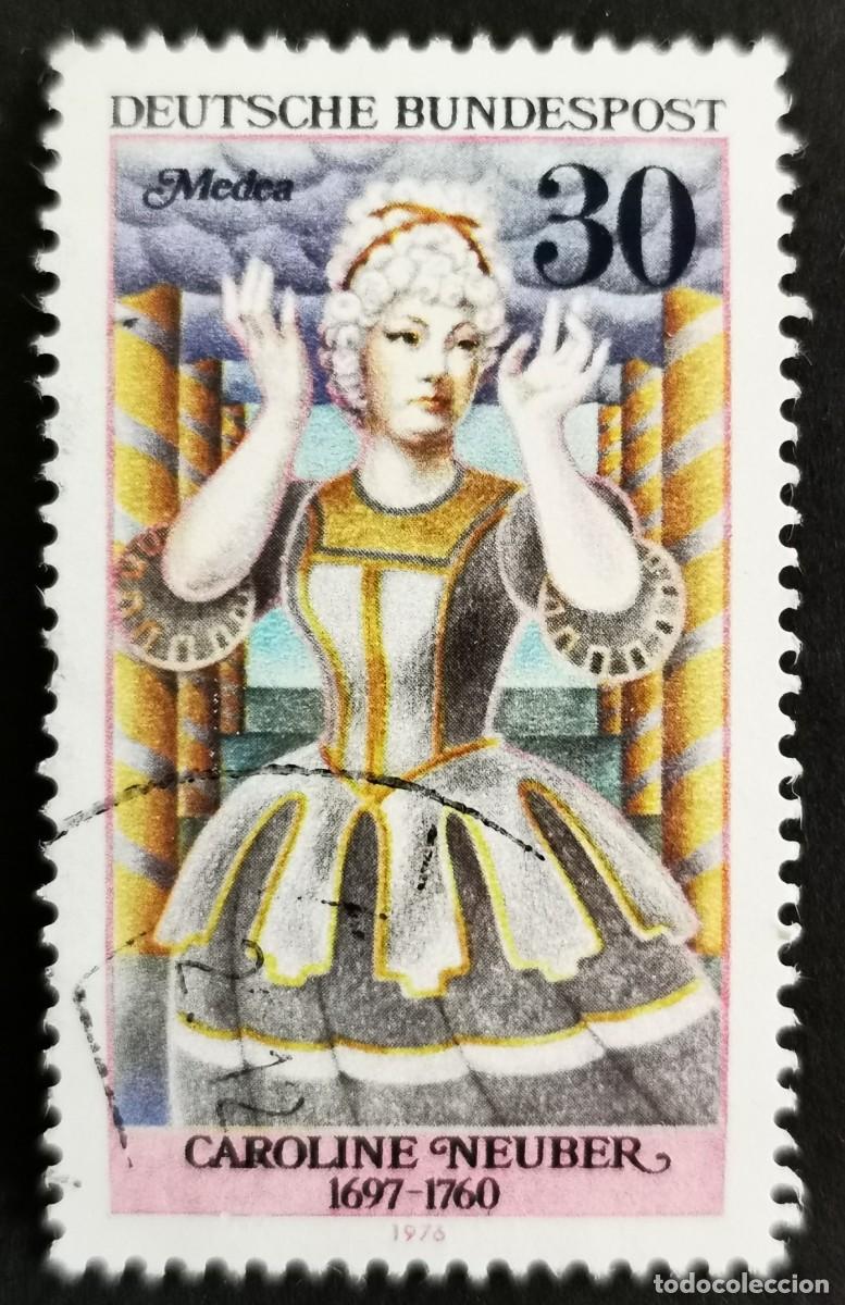Sellos: Sello Alemania R. Federal 1976, Friederike Caroline Neuber (1697-1760), 30 Pf. Michel: DE 908