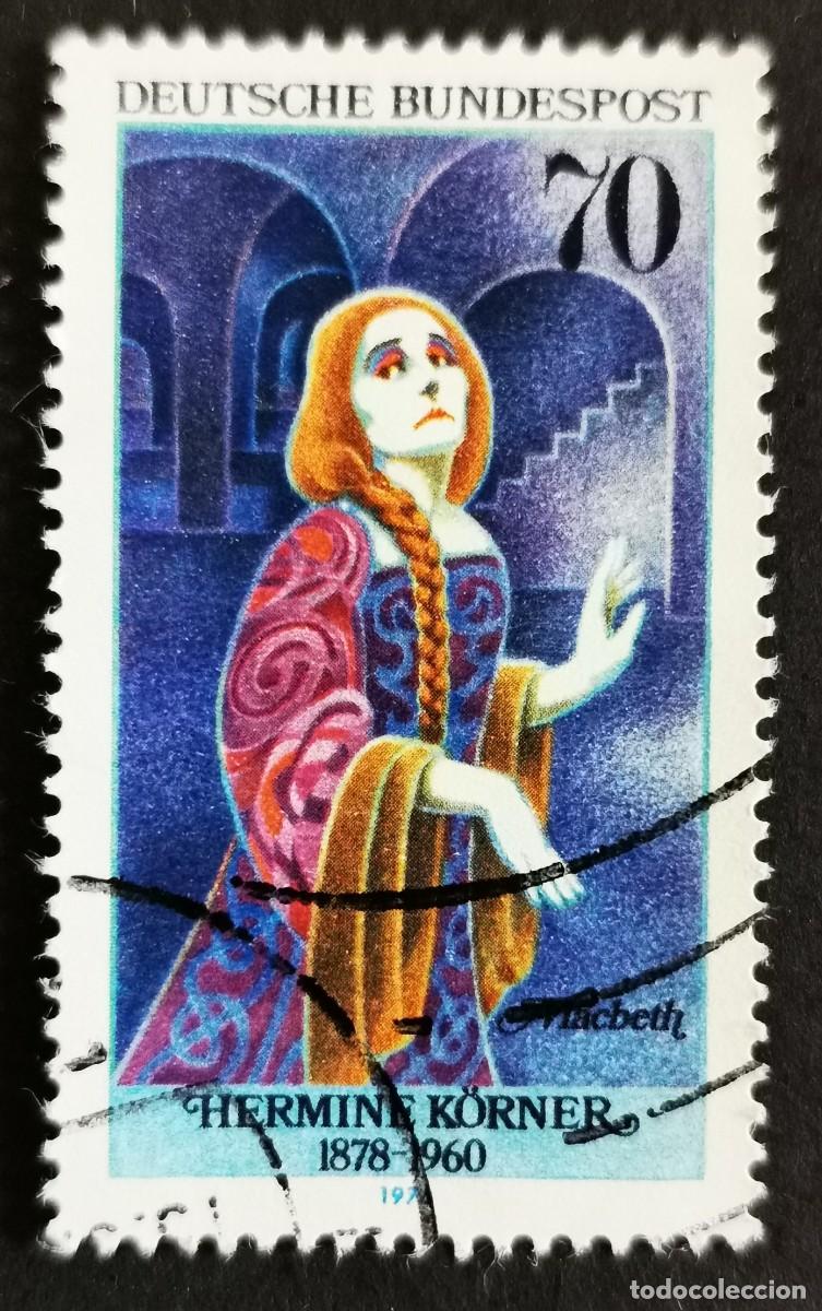 Sellos: Sello Alemania R. Federal 1976, Hermine K&ouml;rner (1878-1960) como Lady Macbeth, 70 Pf. Michel: DE 911