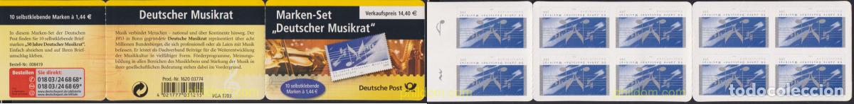 Sellos: 619420 MNH ALEMANIA FEDERAL 2003 50 ANIVERSARIO DEL DEUTSCHER MUSIKRAT