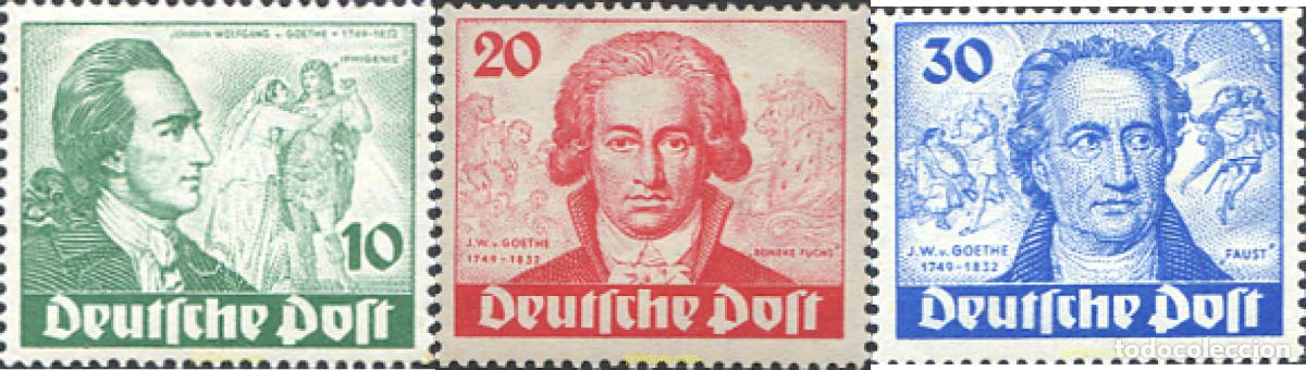 Sellos: 130877 MNH ALEMANIA. Berl&iacute;n 1949 200 ANIVERSARIO DEL NACIMIENTO DE JOHANN WOLFGANG VON GOETHE