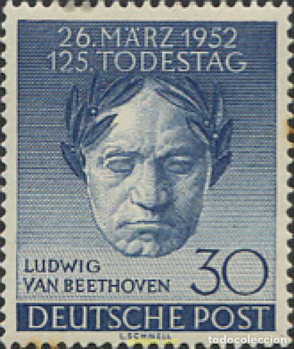 Sellos: 130897 MNH ALEMANIA. Berl&iacute;n 1952 125 ANIVERSARIO DE LA MUERTE DE BEETHOVEN