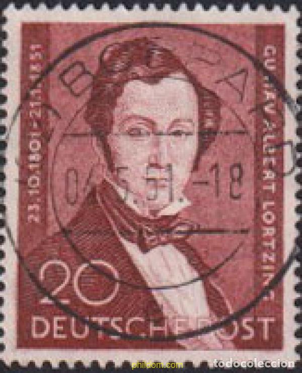 Sellos: 615911 USED ALEMANIA. Berl&iacute;n 1951 CENTENARIO DE LA MUERTE DE GUSTAV ALBERT LORTZING