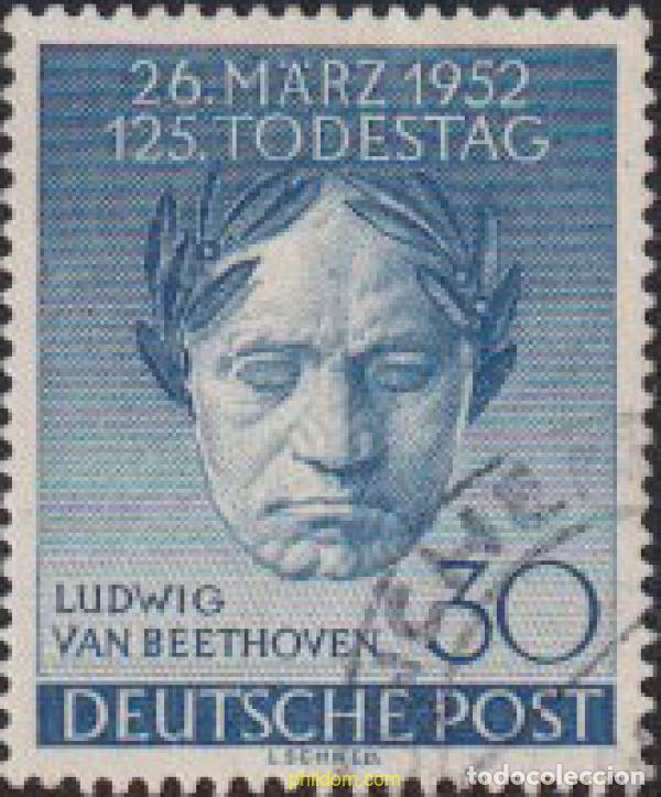 Sellos: 615921 USED ALEMANIA. Berl&iacute;n 1952 125 ANIVERSARIO DE LA MUERTE DE BEETHOVEN