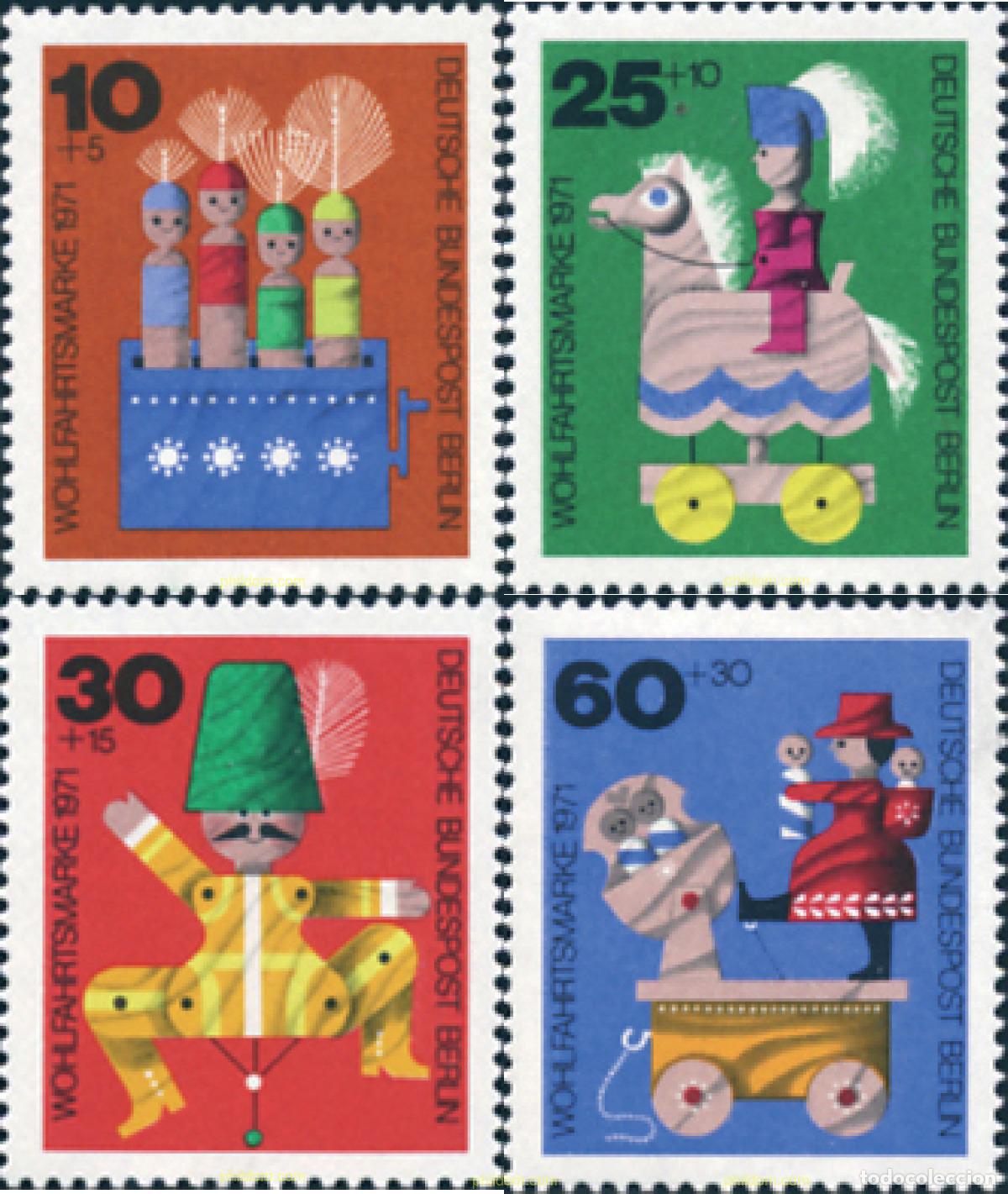 Sellos: 131048 MNH ALEMANIA. Berl&iacute;n 1971 PRO OBRAS DE BENEFICENCIA. JUGUETES DE MADERA