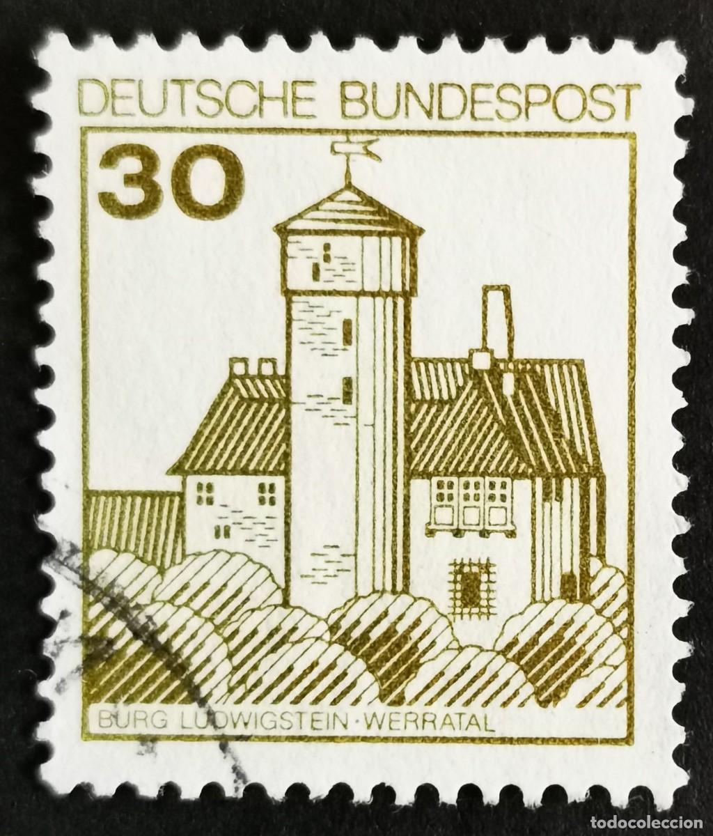 Sellos: Sello Alemania R. Federal 1977, Fortalezas castillos: Castillo de Ludwigst, 10 Pf. Michel: DE 914AIu