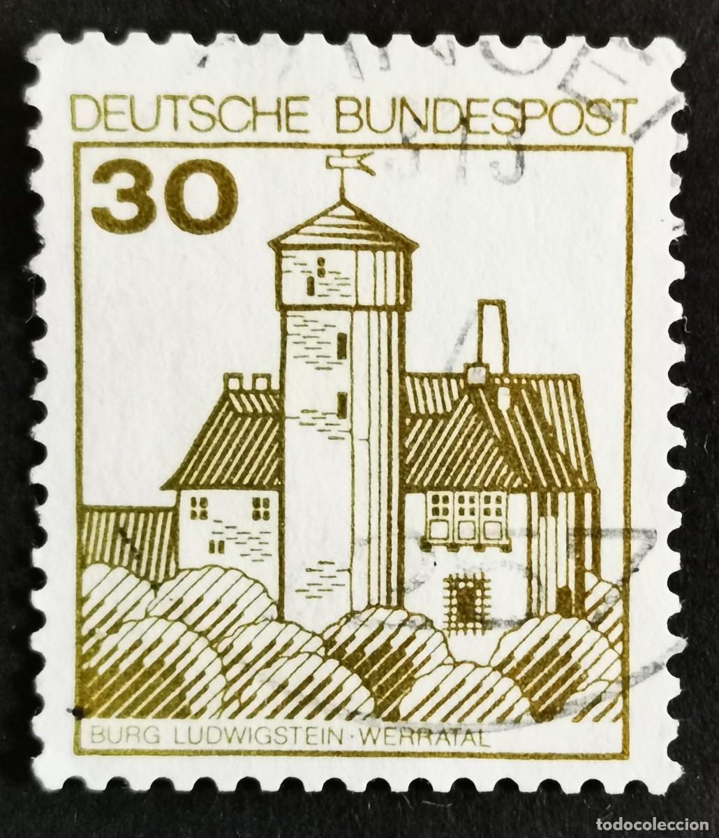 Sellos: Sello Alemania R. Federal 1977, Fortalezas castillos: Castillo de Ludwigst, 10 Pf. Michel: DE 914AIu