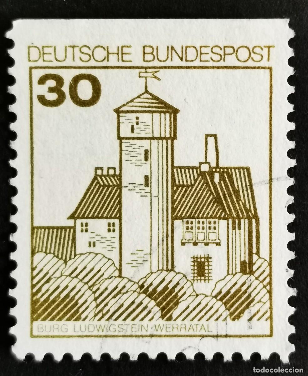 Sellos: Sello Alemania R. Federal 1977, Fortalezas castillos: Castillo de Ludwigst, 10 Pf. Michel: DE 914CIu