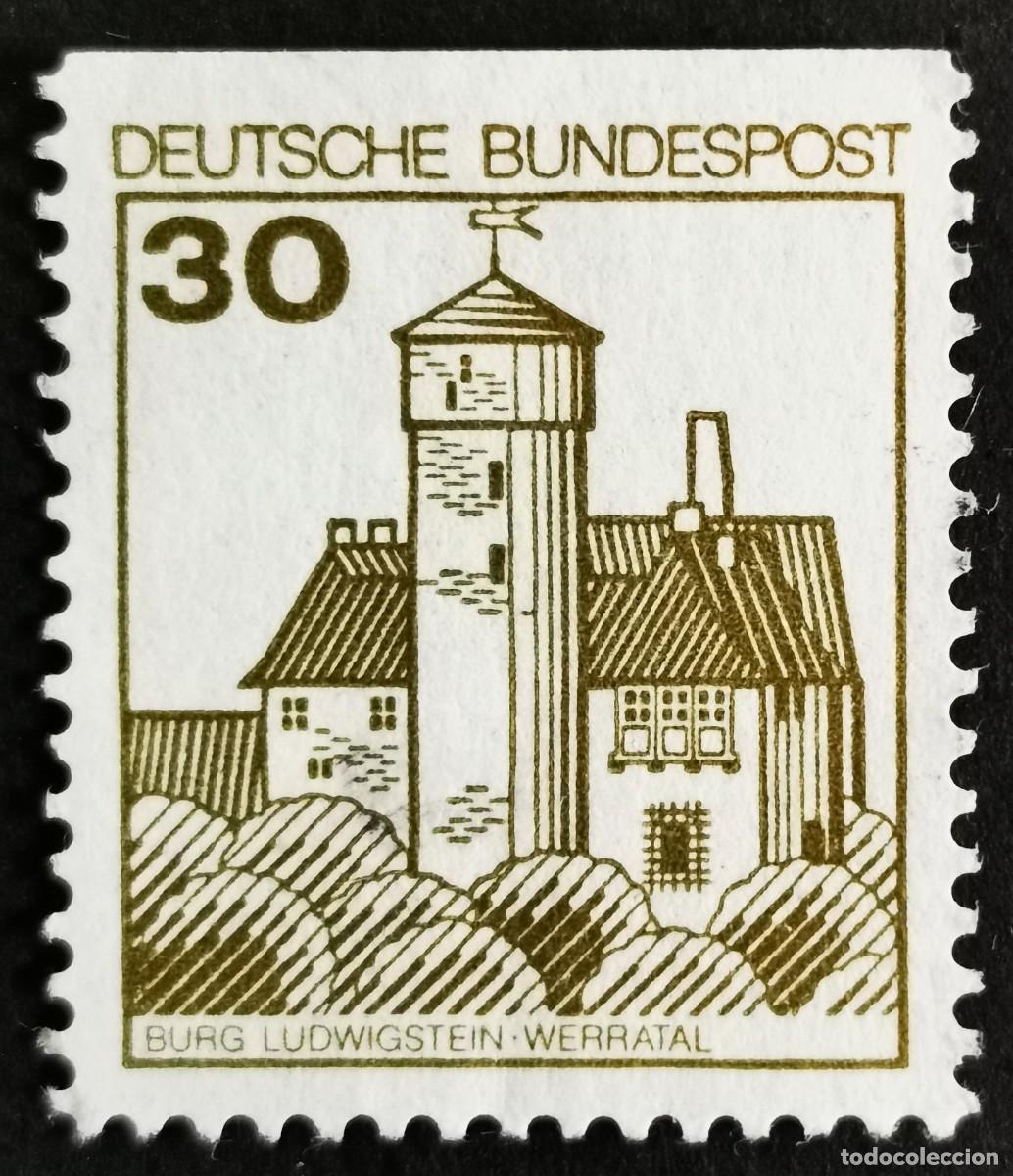 Sellos: Sello Alemania R. Federal 1977, Fortalezas castillos: Castillo de Ludwigst, 10 Pf. Michel: DE 914CIu