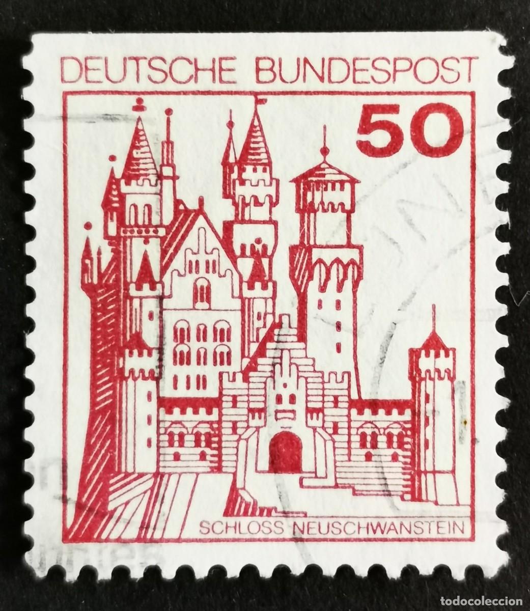 Briefmarken: Sello Alemania R. Federal 1977, Fortalezas castillos: Castillo de Neuschwa, 50 Pf. Michel: DE 916CIu