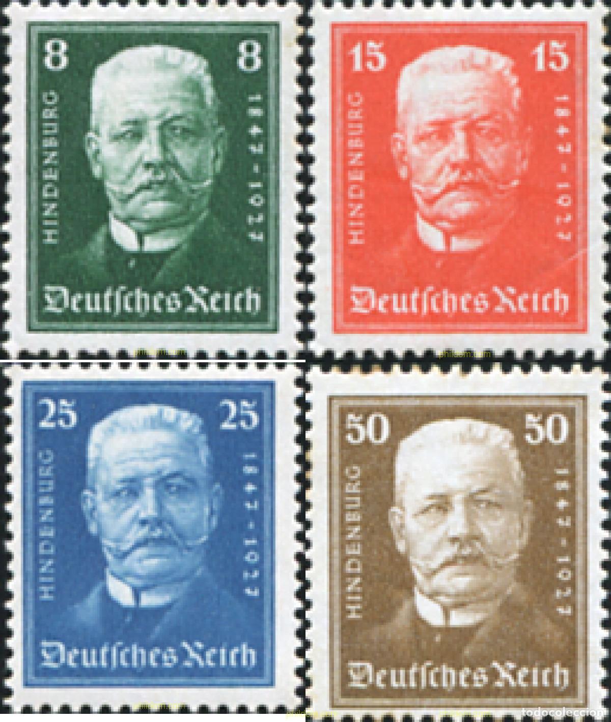 Sellos: 149802 MNH ALEMANIA 1927 80 ANIVERSARIO DEL PRESIDENTE HINDENBURG