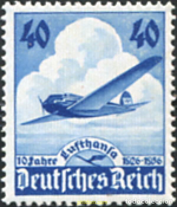 Sellos: 149837 MNH ALEMANIA 1936 10 ANIVERSARIO DE LA COMPA&Ntilde;IA AEREA LUFTHANSA