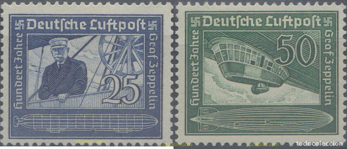 Sellos: 149846 MNH ALEMANIA 1938 CENTENARIO DEL NACIMIENTO DE FERDINAND VON ZEPPELIN