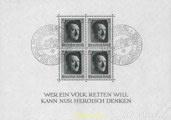 Francobolli: 656110 USED ALEMANIA 1937 48 ANIVERSARIO DE ADOLF HITLER