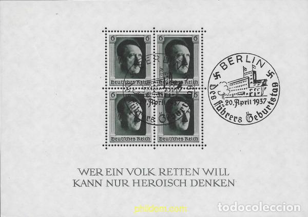 Francobolli: 656111 USED ALEMANIA 1937 48 ANIVERSARIO DE ADOLF HITLER