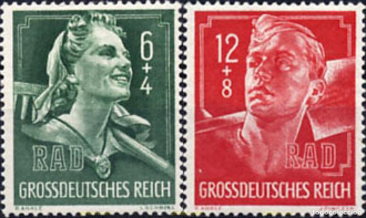 Sellos: 149903 MNH ALEMANIA 1944 10 ANIVERSARIO DE LA FUNDACION DEL SERVICIO DEL TRABAJO