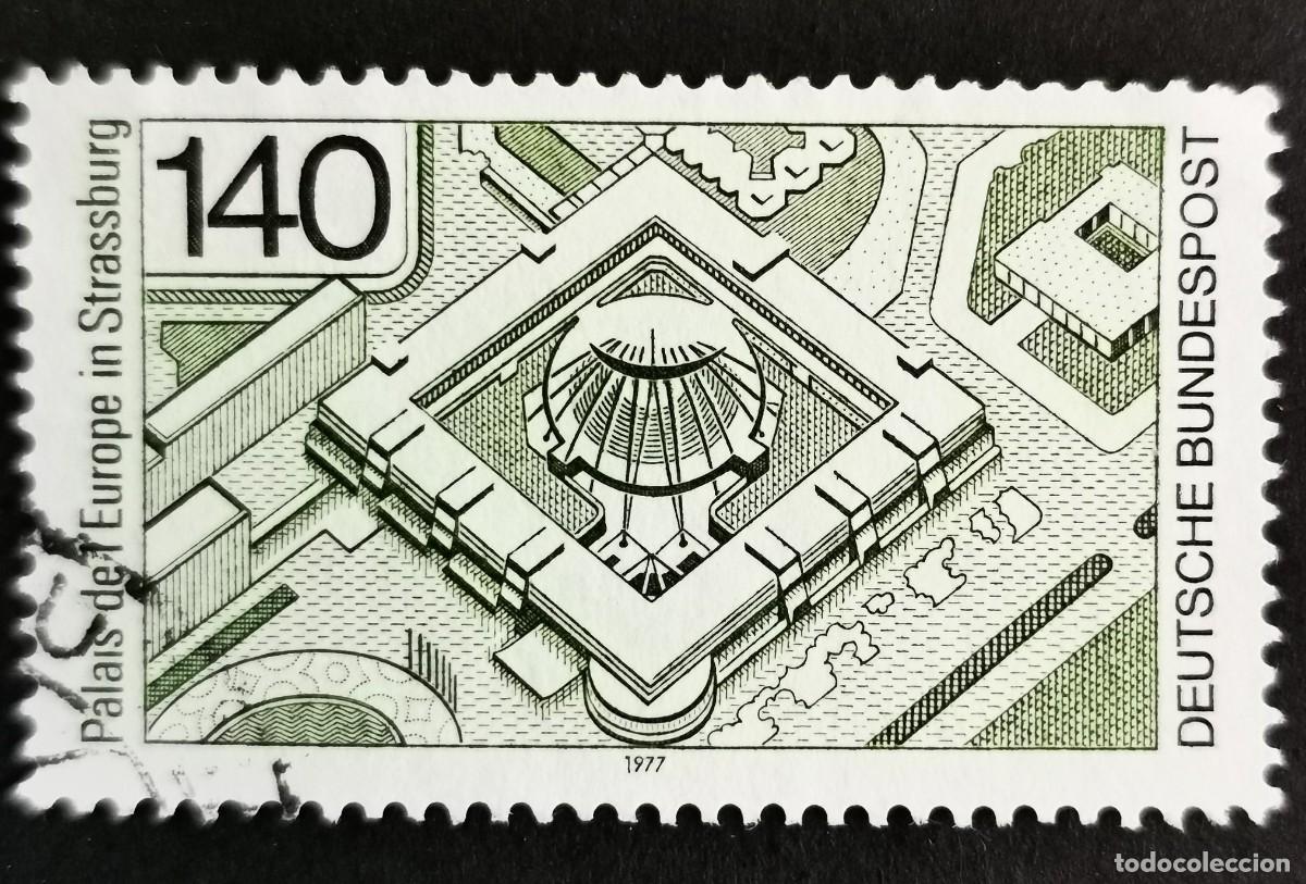 Sellos: Sello Alemania R. Federal 1977, Inauguraci&oacute;n Palacio Europa, Estrasburgo, 140 Pf. Michel: DE 921
