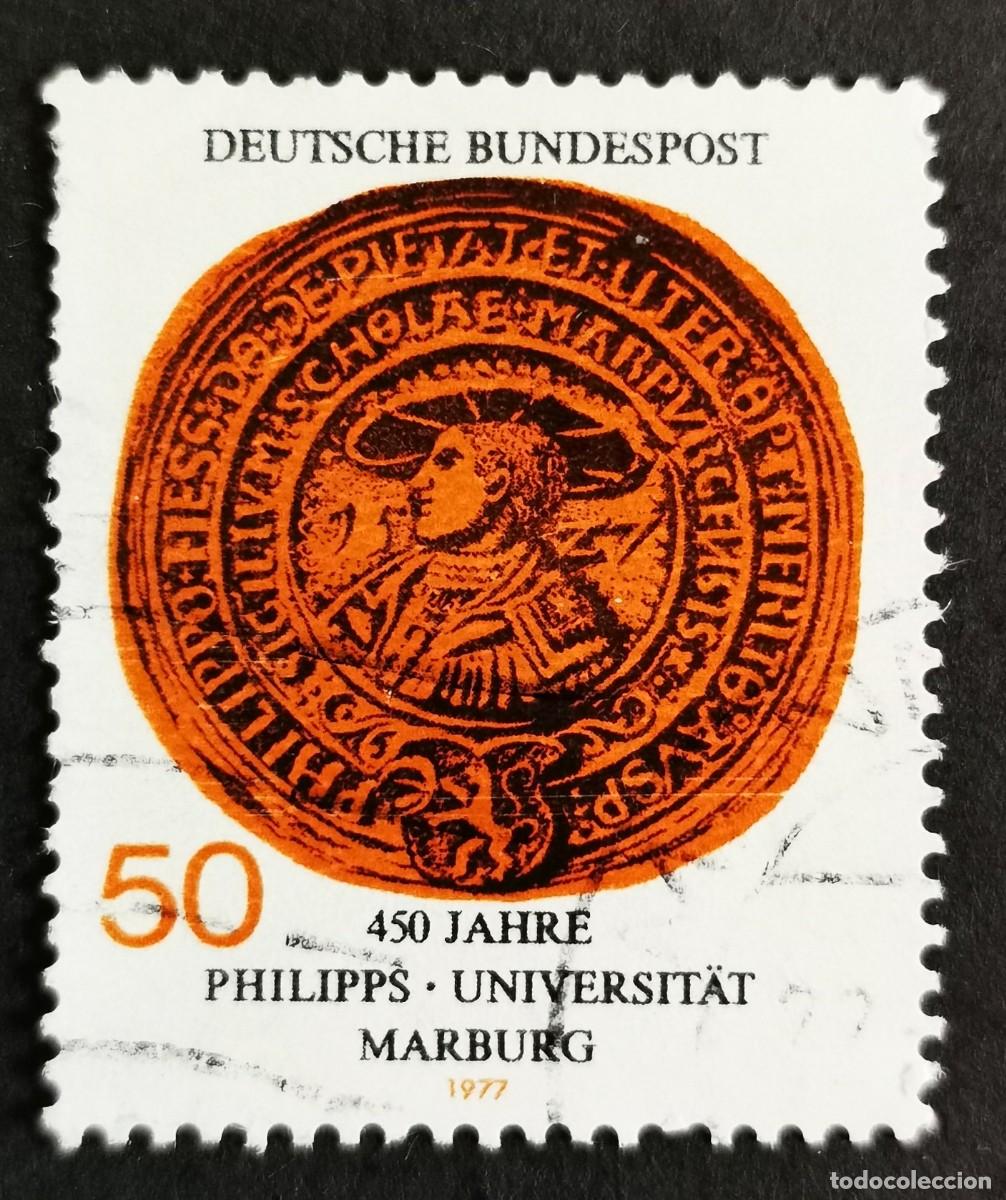 Sellos: Sello Alemania R. Federal 1977, 450 aniversario de la Universidad de Marburgo, 50 Pf. Michel: DE 939