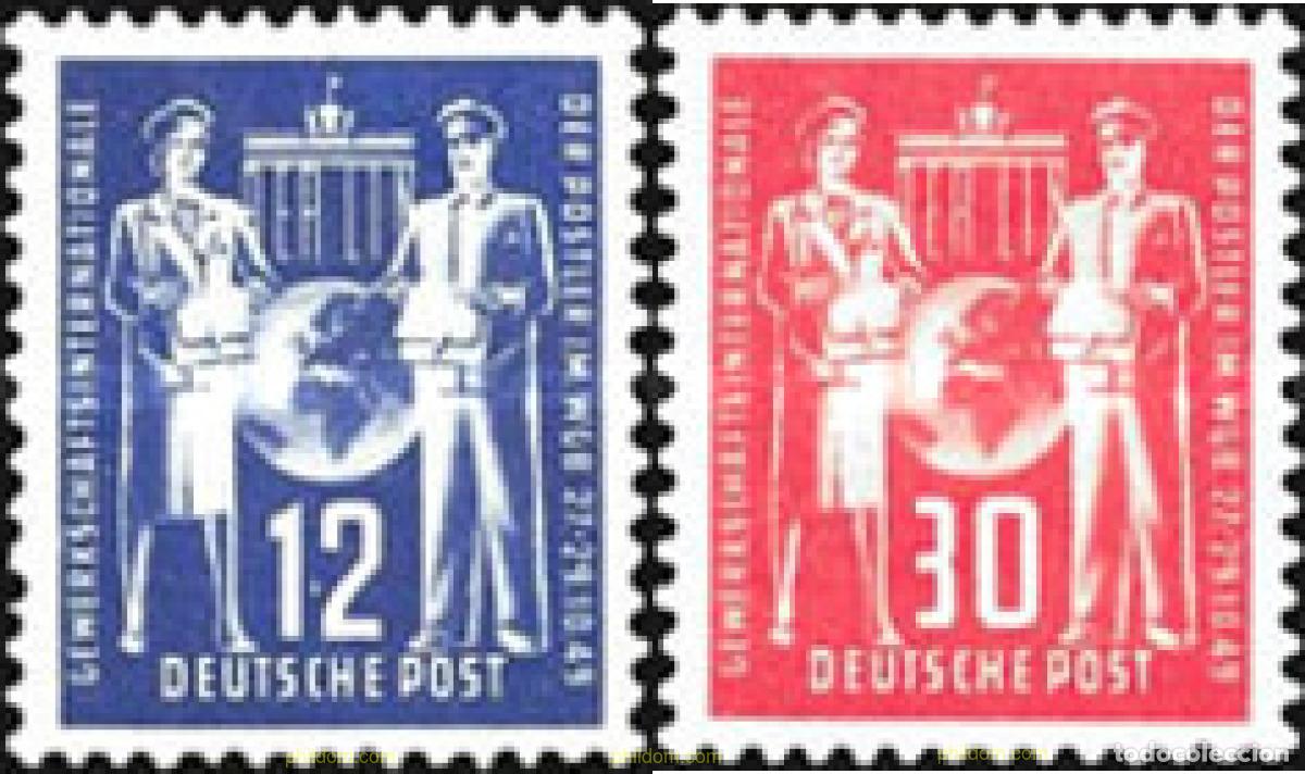 Sellos: 149913 MNH ALEMANIA DEMOCRATICA 1949 DIA INTERNACIONAL DE LOS TRABAJADORES DE CORREOS