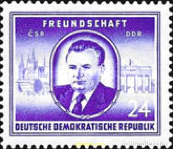 Sellos: 626372 MNH ALEMANIA DEMOCRATICA 1952 VISITA DEL PRESIDENTE DE CHECOSLOVAQUIA