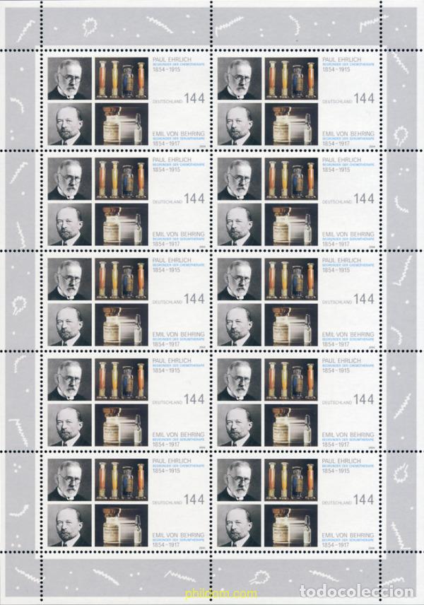 Sellos: 144210 MNH ALEMANIA FEDERAL 2004 150 ANIVERSARIO DEL NACIMIENTO DE PAUL EHRLICH Y EMIL VON BEHRING