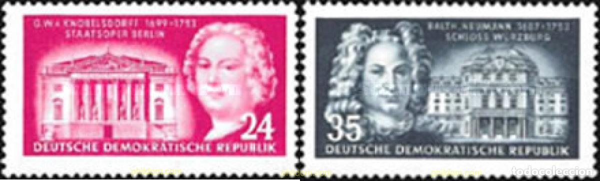 Sellos: 150456 MNH ALEMANIA DEMOCRATICA 1953 BICENTENARIO DE LA MUERTE DE LOS ARQUITECTOS G. W. VON KNOBELS